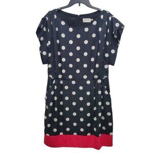 Eliza J Women's Crepe De Chine Black + White‎ Polka Dot Shift Dress Plus Size 14